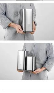 Detail view of 430 stainless steel kitchen knife holder being held for size comparison