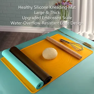 Anti-Aanbak Siliconen Kneedmat Met Meetschalen Antislip Verdikte Bakmat Voedselveilige Deegrolmat Voor Keuken