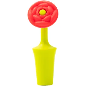 Tappo per vino in silicone a forma di fiore rosso e verde per sigillare bottiglie