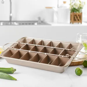 Professional non-stick brownie baking pan with 18-slot divider for perfect oven treats