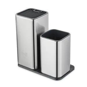 Professional grade 430 stainless steel kitchen knife block and utensil holder set