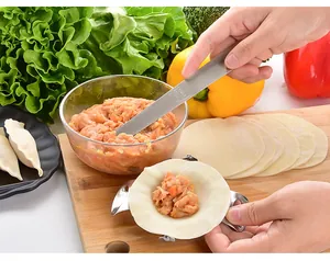 Verwendung des Edelstahl-Fülllöffels und der Teigtaschenform für hausgemachte Dumplings