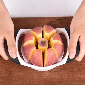 Manual stainless steel apple divider and fruit slicer tool with ergonomic handles