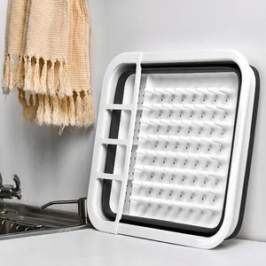 Scolapiatti da Cucina Pieghevole Cesto Portaoggetti Portatile con Fori di Drenaggio PP TPR Organizzatore Pieghevole per Piatti e Ciotole