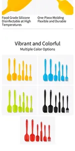 Premium 6-piece silicone kitchenware set featuring spatulas and oil brushes in five colors