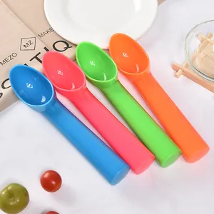 Set of four colorful PP plastic ice cream scoops in blue pink green and orange colors