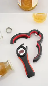 Multi-functional red and black jar and bottle opener set for kitchen utility