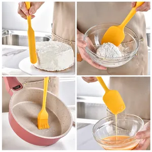 Juego profesional de 6 espátulas y pinceles de silicona amarilla para repostería