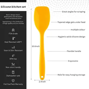 Espátula de silicona amarilla de calidad con 10,6 pulgadas y mango ergonómico cómodo