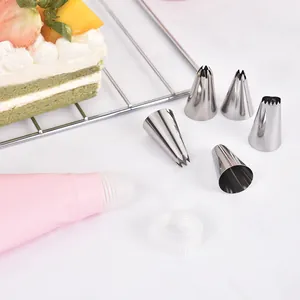 27-piece stainless steel piping tips set with pastry bag and coupler for cake decorating