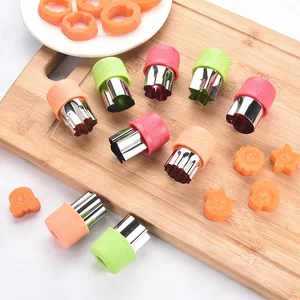 Stainless steel vegetable and fruit cutters set with colorful plastic hand guards
