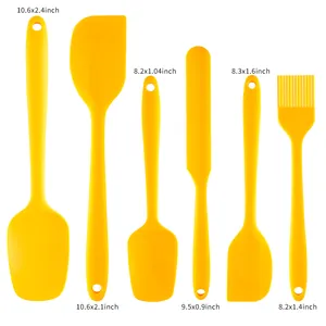 Juego de 6 utensilios de repostería de silicona amarilla con espátulas y pincel