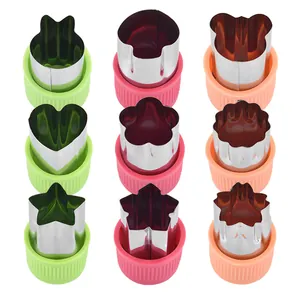 9-piece stainless steel vegetable and fruit cutter set with colorful plastic hand guards