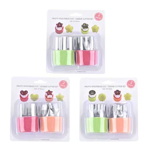 2-piece stainless steel fruit and vegetable cutter set for creative baby food cookie shapes
