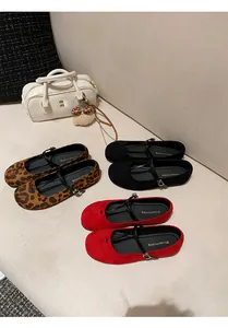 A collection of French vintage round-toe Mary Jane ballet flats featuring soft soles and straps