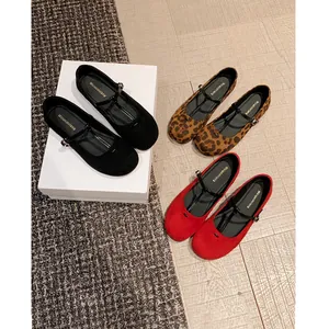 French vintage round-toe Mary Jane flat ballet shoes in various color options.