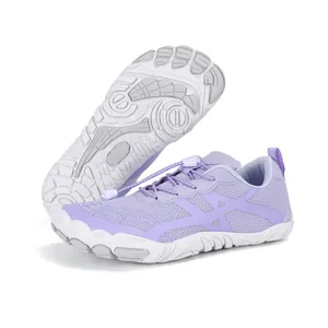 Lightweight purple breathable barefoot hiking shoes for fitness and yoga activities