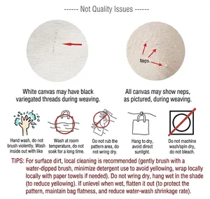 Detailed care instructions and washing guide for large capacity canvas tote bag