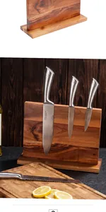 Elegante ceppo portacoltelli magnetico in legno di acacia per coltelli professionali
