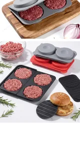 Vista detallada de los moldes de silicona para hamburguesas con carne y panecillos