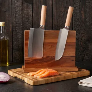 Ceppo Magnetico per Coltelli a Doppia Faccia Moderno in Legno Massiccio Supporto Organizer da Cucina con Base Antiscivolo