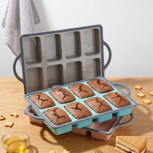 Rechthoekige siliconen cakevorm met 8 holtes voor professionele DIY-bakken thuis