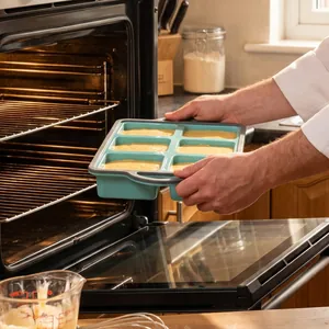 Rechthoekige siliconen cakevorm met 6 holtes voor bakken die in de oven wordt geplaatst