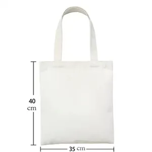 Sac de shopping en toile blanche avec des indicateurs de dimensions 40 cm x 35 cm