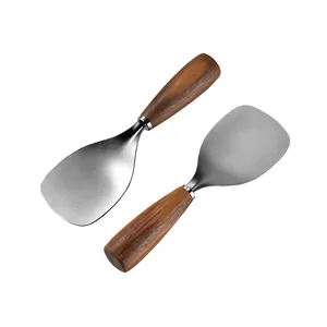 Walnut wood handle titanium steel rice scoop, professional kitchen serving spoon