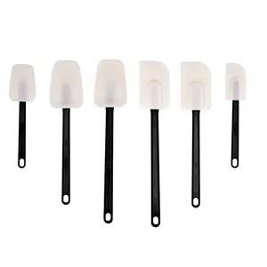 Professional 6-piece silicone spatula set with black PP handles for baking cakes