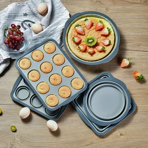 Foldable Silicone Cake Mold Rigid Edge Two Tone High Temperature Resistant Round Square Muffin Pan Toast Baking Tray