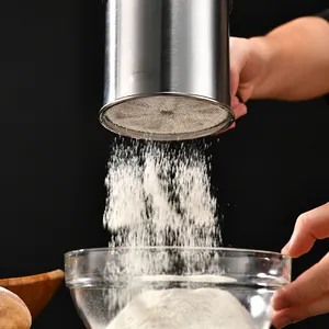 High-quality stainless steel handheld flour sifter with manual press action for baking
