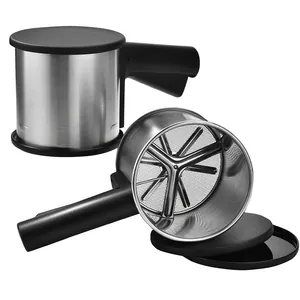 Durable stainless steel semi-automatic handheld flour sifter with lid for professional baking