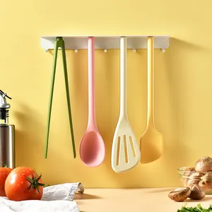 Ustensiles de Cuisine en Silicone Magnétique Spatule Cuillère Pelle à Frire Pince à Aliments Grattoir Avec Support Suspendu Mural