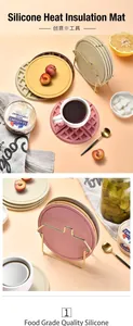 Close-up of waffle-textured silicone heat insulation pad and golden storage rack