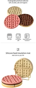 Detailed view of round waffle pattern silicone heat mats with temperature resistance icons.