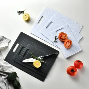 Modern Marble Pattern Plastic Cutting Board Set Reversible Double-Sided Non-Slip Chopping Board For Home Kitchen Cooking Hanging Hole