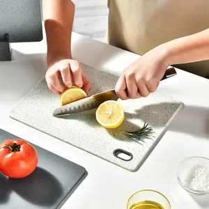 Food-grade non-slip PP cutting board set with marble grain texture for kitchen