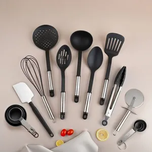 Comprehensive 19-piece kitchen utensil set with silicone and stainless steel tools