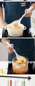 Cuillère écumoire fonctionnelle 2-en-1 en silicone blanc pour œufs et maïs dans casseroles
