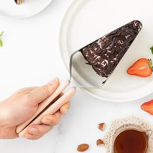 Driehoekige roestvrijstalen taartsnijder voor perfecte plakjes dessert en taart.