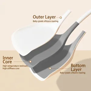 Durable high-temperature resistant silicone spatula featuring a triple-layer integrated design