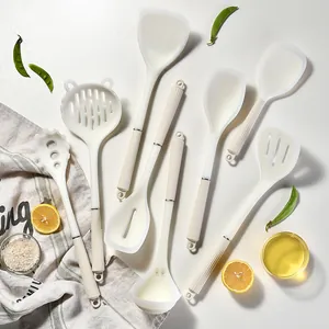 Nordic Silicone Cooking Utensils Set with Heat-Resistant Plastic Handle Translucent Silicone Spatula Non-Stick Kitchen Utensils
