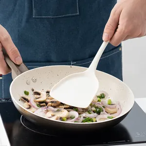 Cream white heat-resistant silicone spatula for non-stick cooking