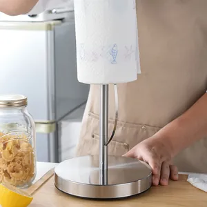 Moderno porta rotolo di carta verticale in acciaio inox con base appesantita per cucina