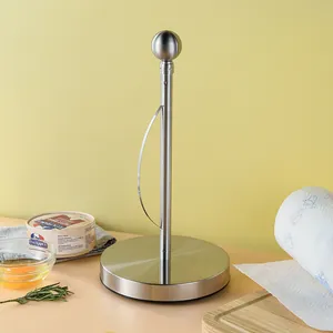 Porta rotolo di carta assorbente verticale moderno in acciaio inox con base rotonda