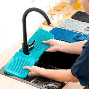 Silicone Faucet Splash Guard Mat Foldable Sink Drainage Pad Faucet Catcher Mat Drying Pad For Kitchen Bathroom Countertop Accessory