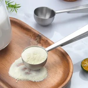 2-in-1 stainless steel coffee and milk powder measuring spoon with integrated bag sealing clip