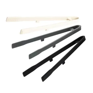 Heat-resistant silicone kitchen tongs with built-in stand, non-slip food clips set of 3