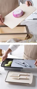 Multi-functional collapsible cutting board basket set for outdoor camping and kitchen.